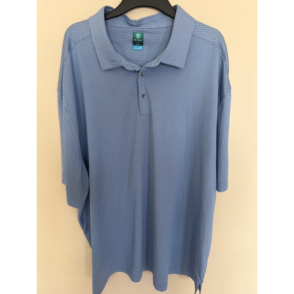 Pro Tour Coolplay Golf Polo Shirt Mens 4X Blue Geometric Short Sleeve Top